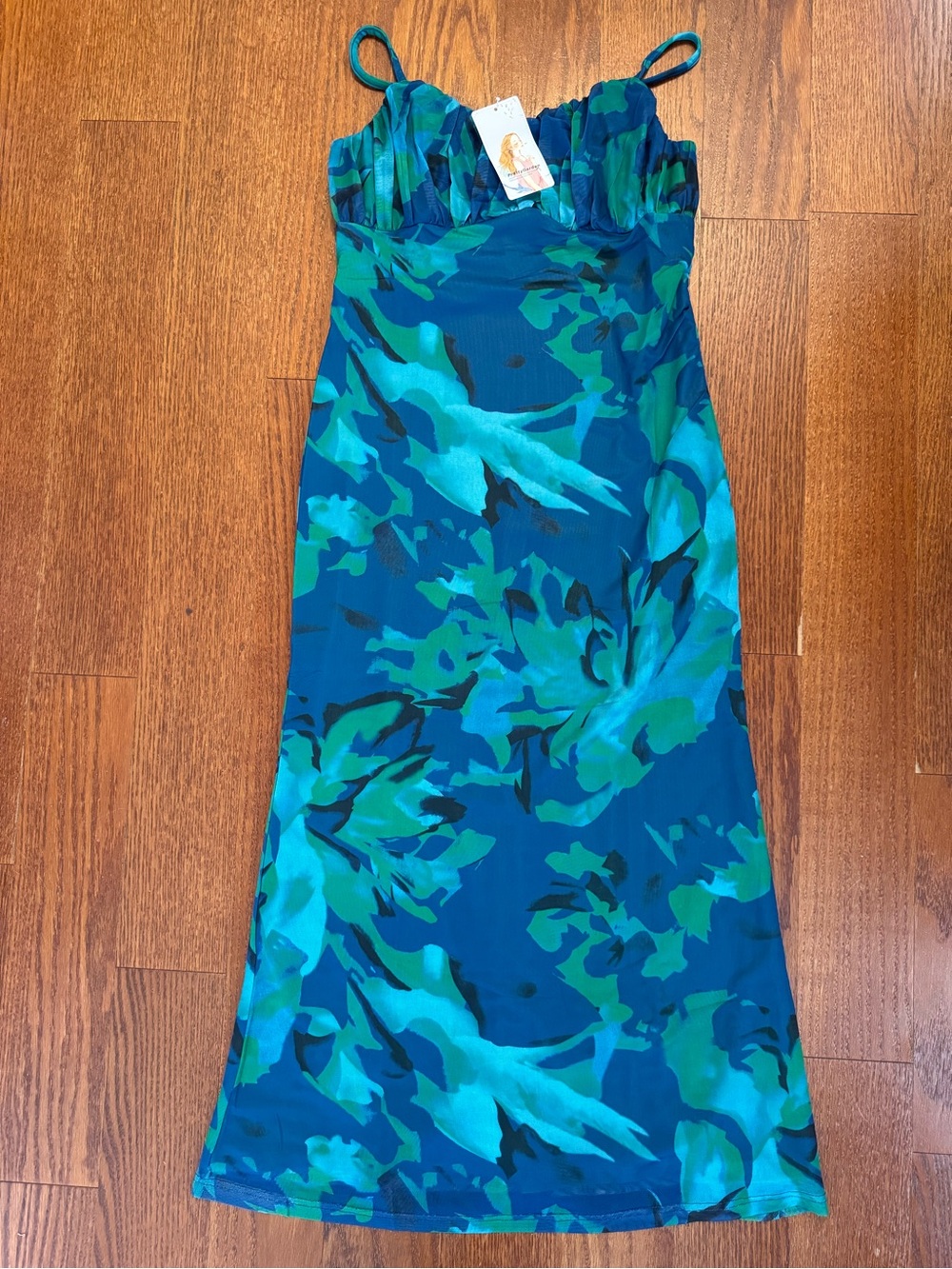 PrettyGarden Blue & Teal Floral Slip Dress